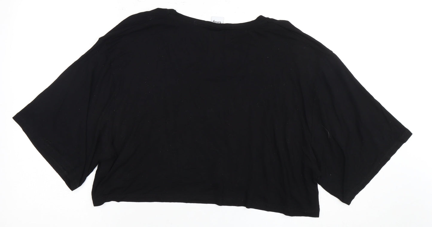 Womens UK Size 14 Disney Black Cropped T-Shirt