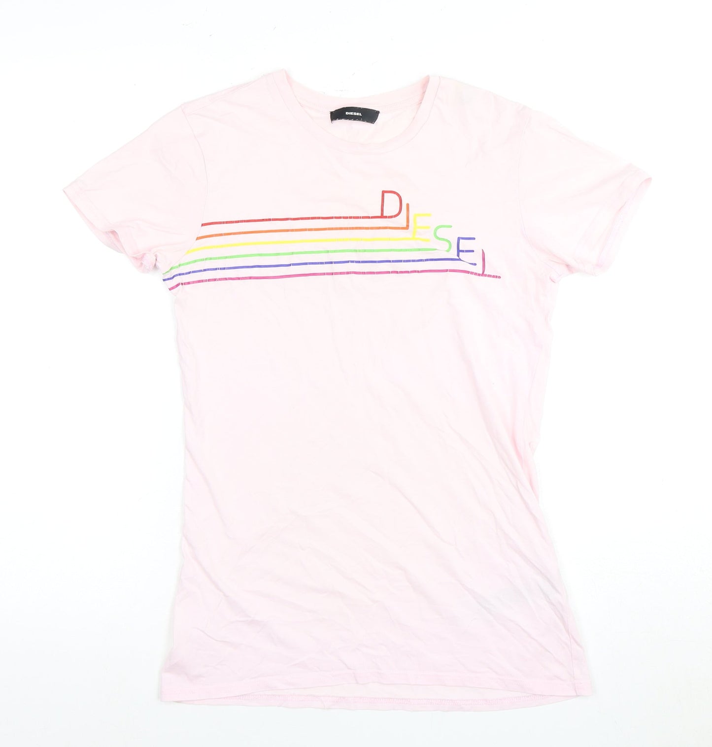Womens UK Size L Diesel Pink Basic T-Shirt