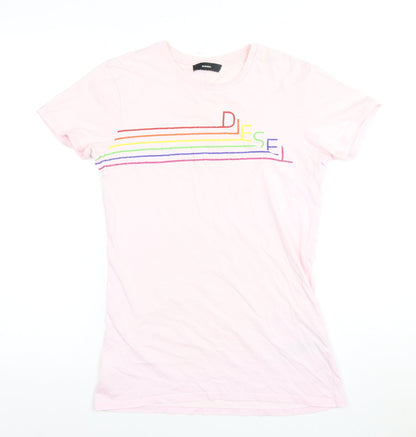 Womens UK Size L Diesel Pink Basic T-Shirt