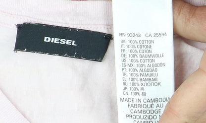 Womens UK Size L Diesel Pink Basic T-Shirt