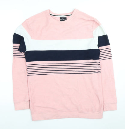 BRYSKY Men’s Pink Striped Pullover Jumper L
