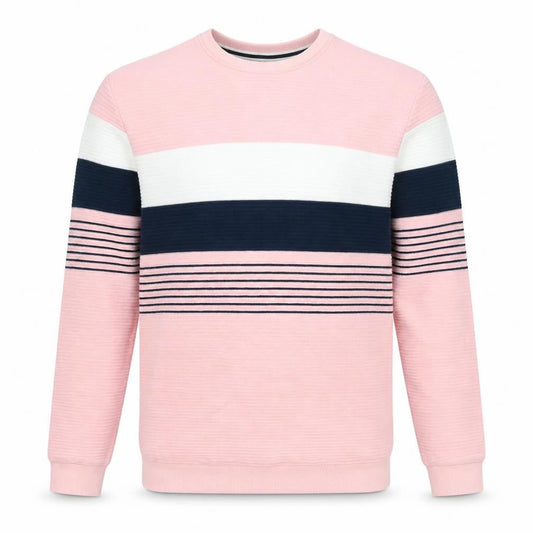 BRYSKY Men’s Pink Striped Pullover Jumper L