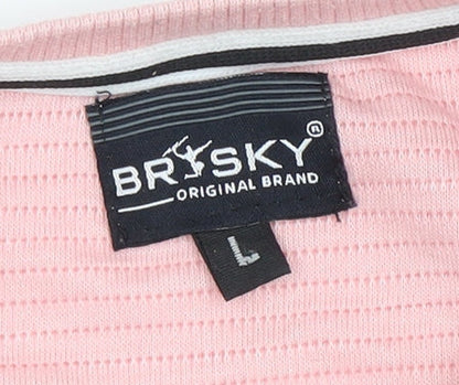 BRYSKY Men’s Pink Striped Pullover Jumper L
