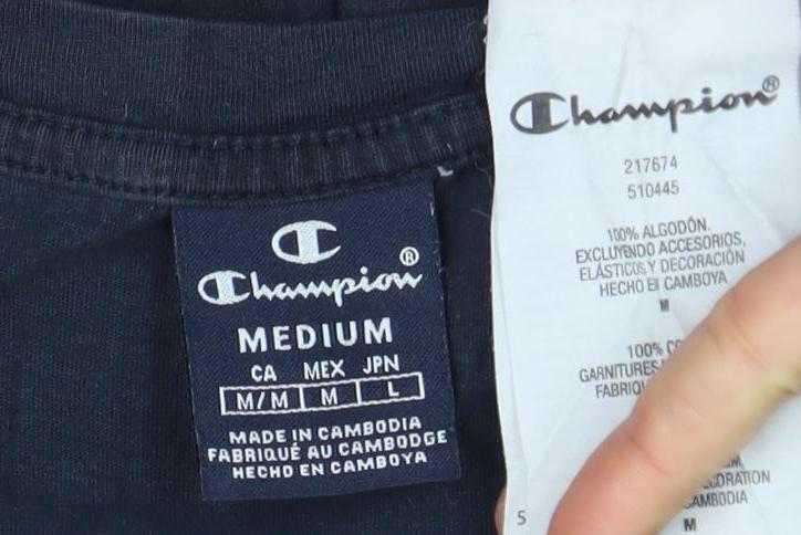 Mens UK Size M Champion Black  T-Shirt