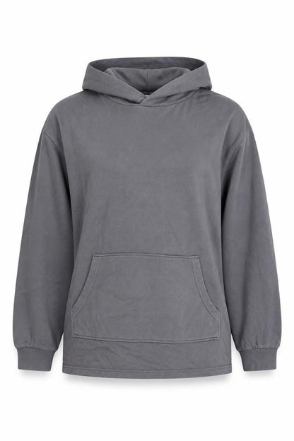 Front view of H&M Grey unisex hoodie m casual fleece pullover
