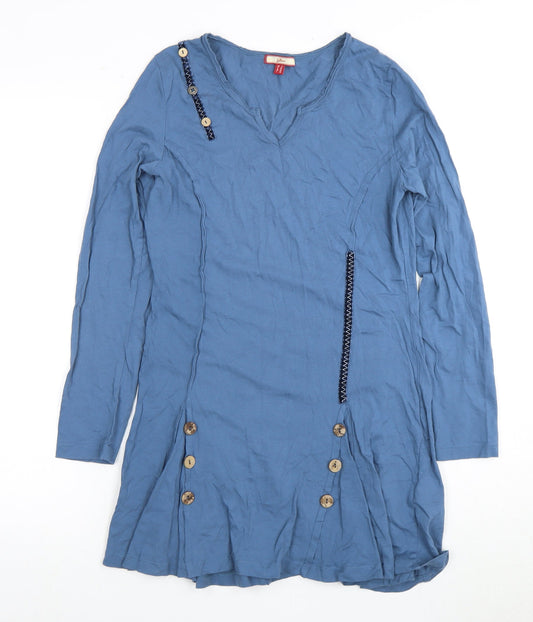 Joe Browns Women's Blue V-Neck Buttoned Dress Size 8