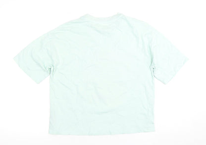 Marks and Spencer Girls Mint Green T-Shirt Size 3 Tropical Print