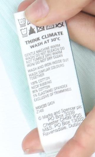 Marks and Spencer Girls Mint Green T-Shirt Size 3 Tropical Print