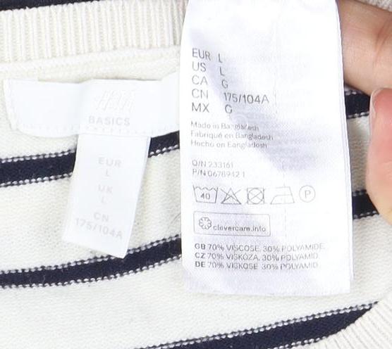 Womens UK Size L H&M White Basic T-Shirt