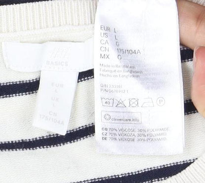 Womens UK Size L H&M White Basic T-Shirt