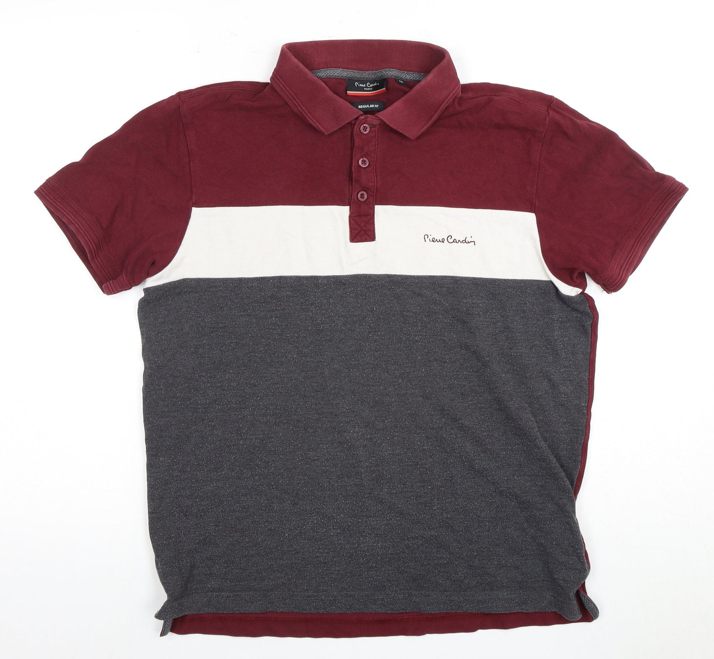 Pierre Cardin Men's Red Colourblock Polo Shirt M