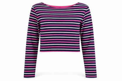 Front view of Blue Rinse unisex multicoloured striped cropped top