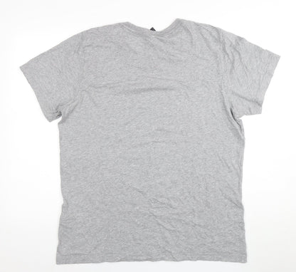 Adidas Men's Grey Cotton T-Shirt, Size L, Logo Accent