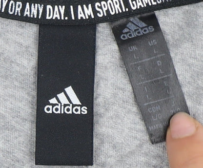 Adidas Men's Grey Cotton T-Shirt, Size L, Logo Accent