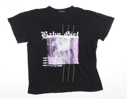 Womens UK Size S PRETTYLITTLETHING Black Basic T-Shirt