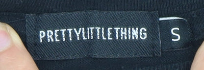 Womens UK Size S PRETTYLITTLETHING Black Basic T-Shirt