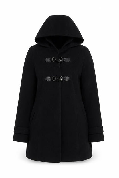 Next Women's Black Duffel Coat Size 8 Petites Hooded