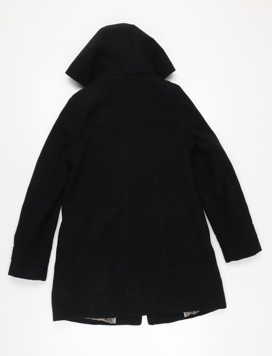Next Women's Black Duffel Coat Size 8 Petites Hooded