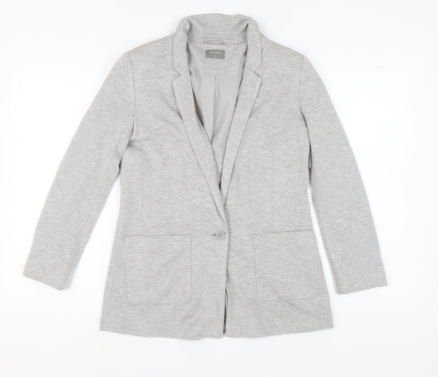 Oasis Women’s Grey Blazer Size 10 With Notch Lapel