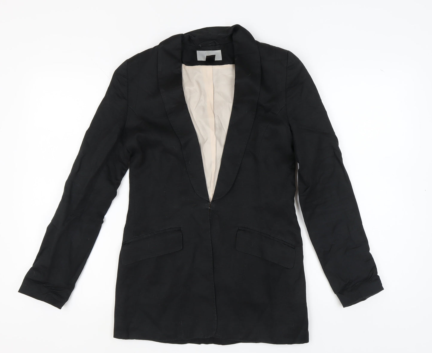 H & M Women's Black Blazer Shawl Lapel Size 8 Classic Fit