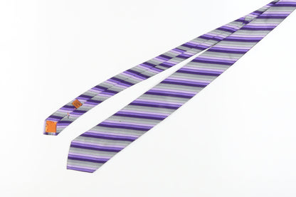 Simon Carter Men's Purple Striped Silk Tie