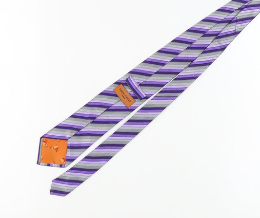 Simon Carter Men's Purple Striped Silk Tie