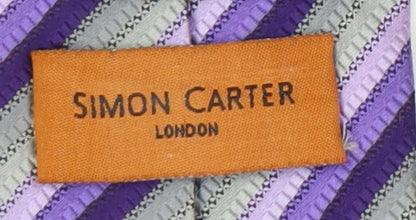 Simon Carter Men's Purple Striped Silk Tie