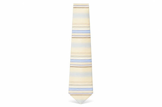 Mens Ted Baker Beige Striped 100% Silk  Tie