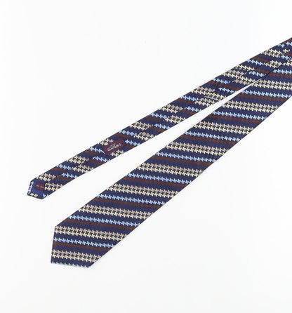 T.M Lewin Men's Blue Beige Houndstooth Silk Tie