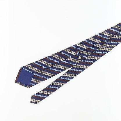 T.M Lewin Men's Blue Beige Houndstooth Silk Tie