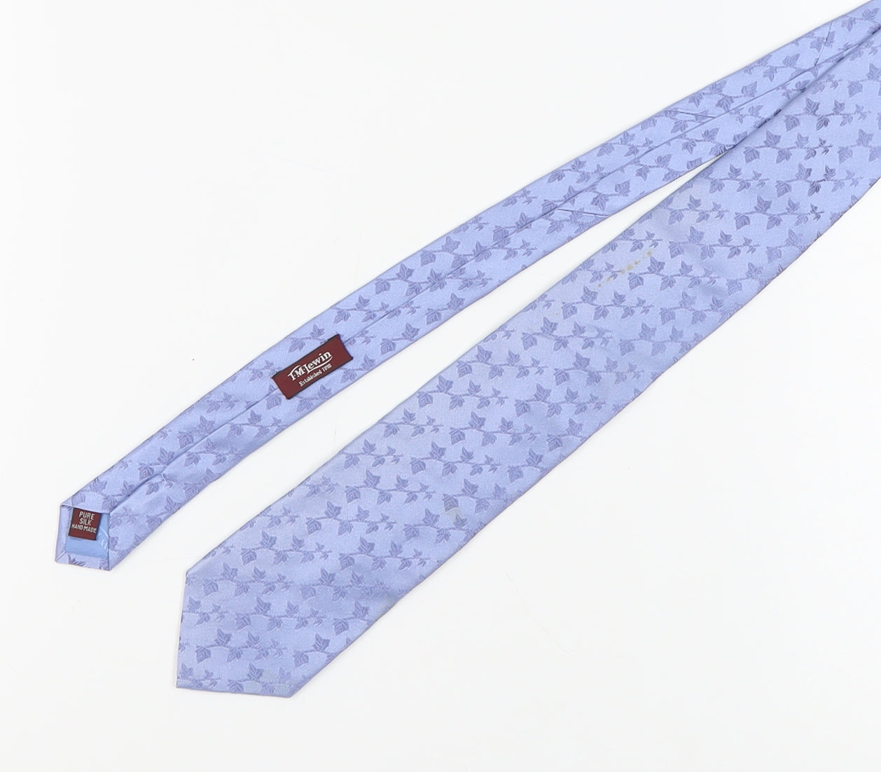 TM Lewin Men's Blue Floral Silk Tie Handmade