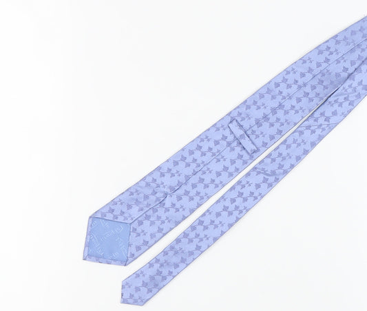 TM Lewin Men's Blue Floral Silk Tie Handmade