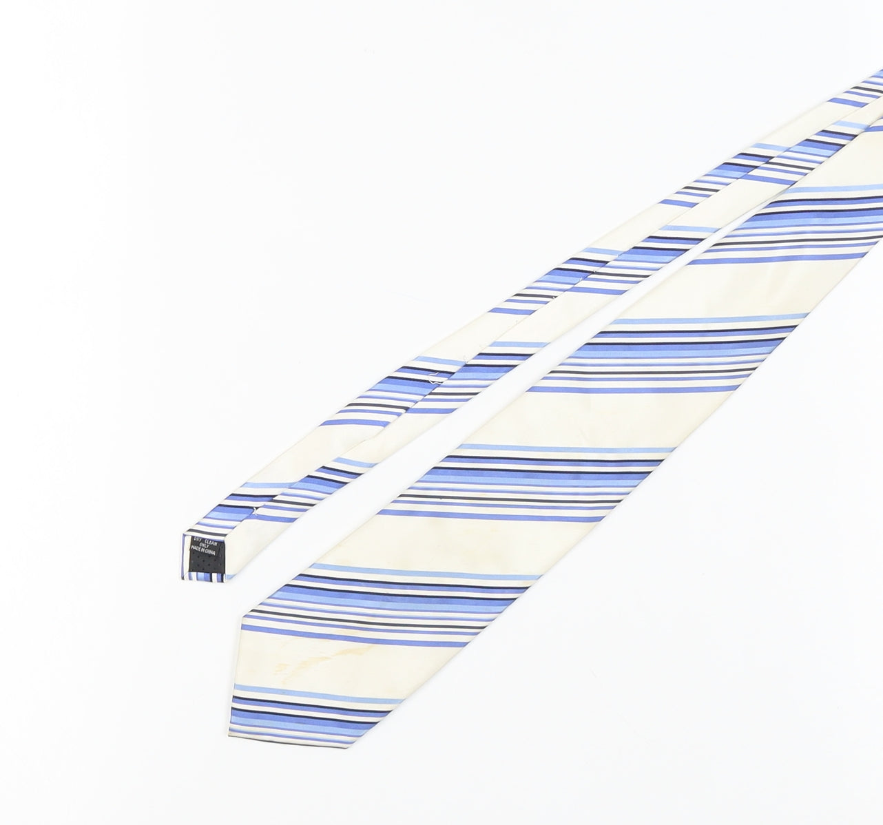 Jeff Banks Men's Blue Ivory Striped Silk Tie