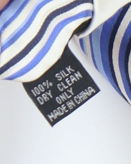 Jeff Banks Men's Blue Ivory Striped Silk Tie