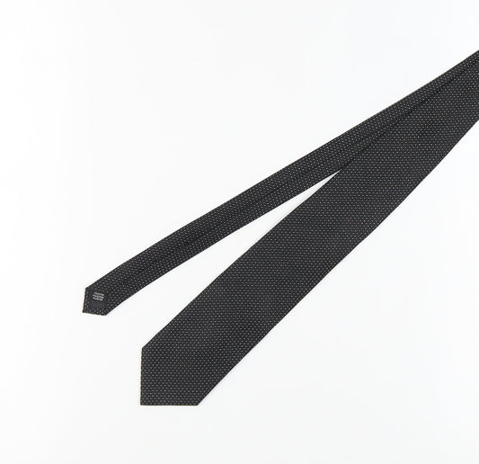 1860 Menswear Black Slim Tie for Men, Polka Dot Style