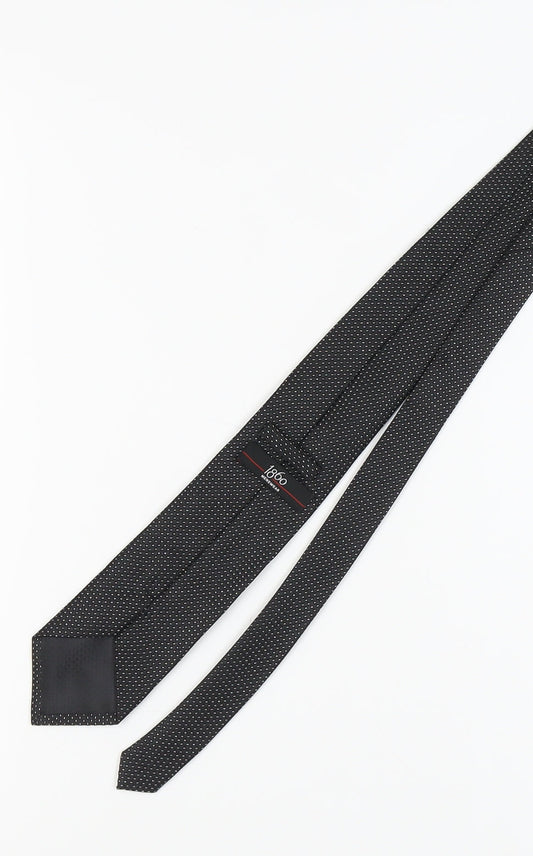 1860 Menswear Black Slim Tie for Men, Polka Dot Style