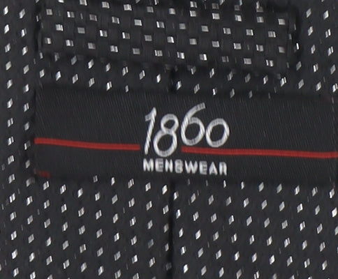 1860 Menswear Black Slim Tie for Men, Polka Dot Style