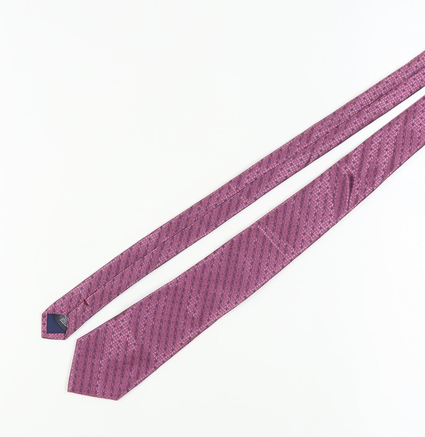 Marks and Spencer Men's Pink Geometric Silk Tie