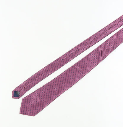 Marks and Spencer Men's Pink Geometric Silk Tie