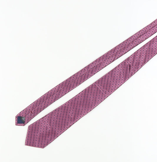 Marks and Spencer Men's Pink Geometric Silk Tie