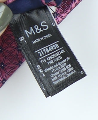Marks and Spencer Men's Pink Geometric Silk Tie