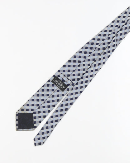 Savile Row Men's Blue Checked Silk Tie