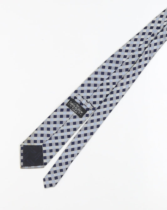 Savile Row Men's Blue Checked Silk Tie