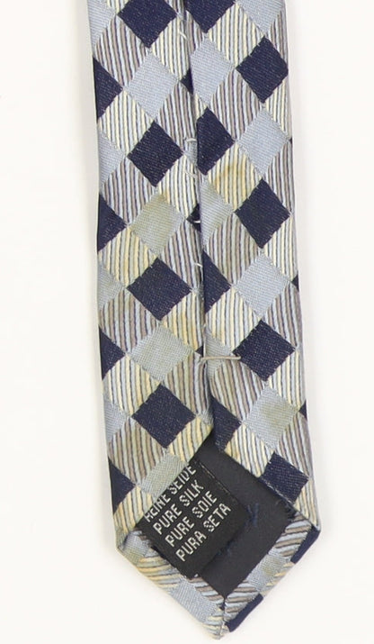 Savile Row Men's Blue Checked Silk Tie
