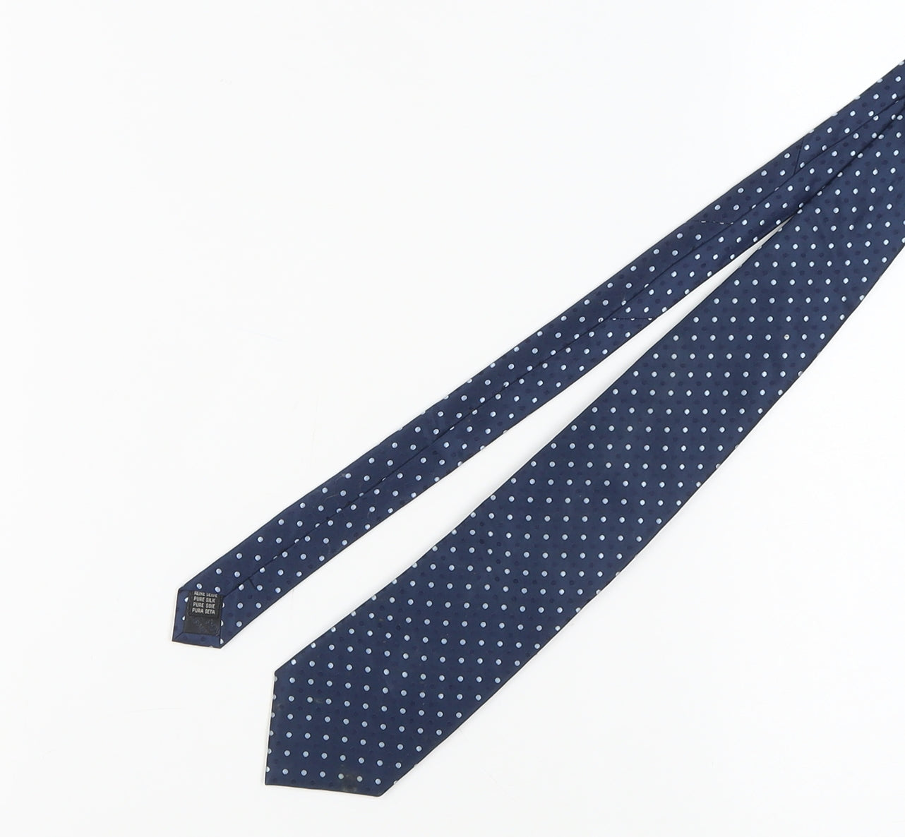 The Savile Row Men's Blue Silk Polka Dot Tie