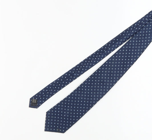 The Savile Row Men's Blue Silk Polka Dot Tie