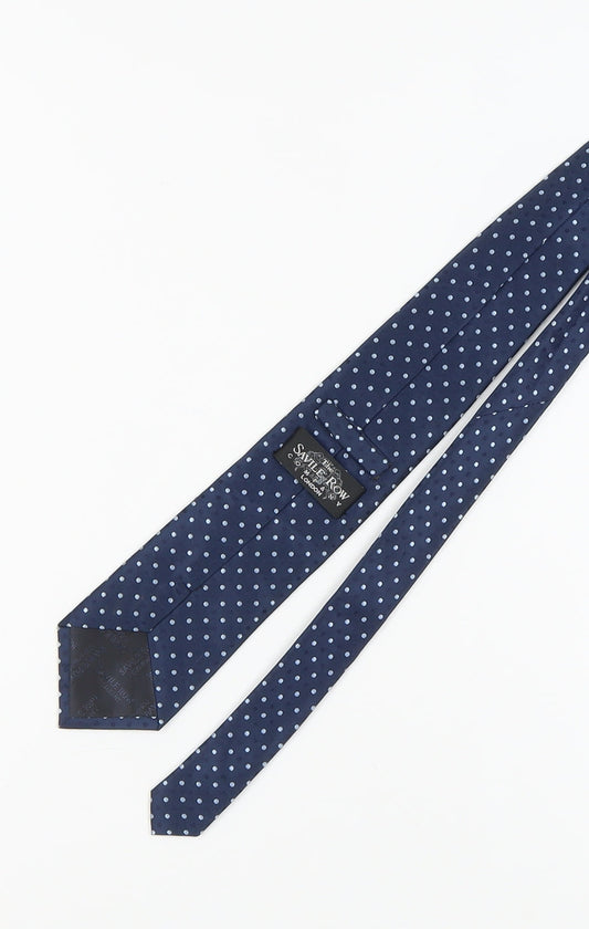 The Savile Row Men's Blue Silk Polka Dot Tie