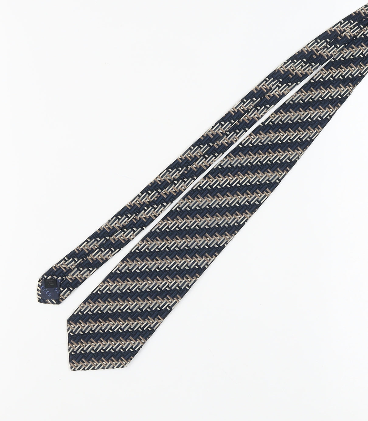 Jaeger Men's Blue Geometric Designer Silk Tie