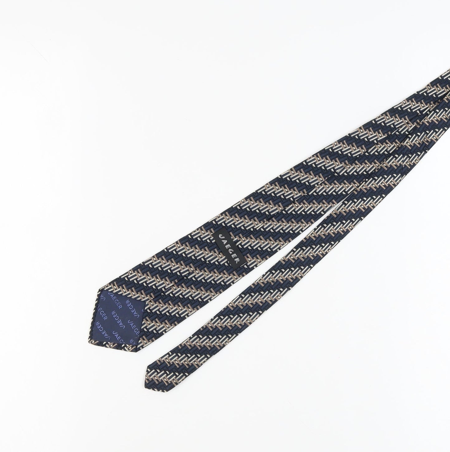 Jaeger Men's Blue Geometric Designer Silk Tie
