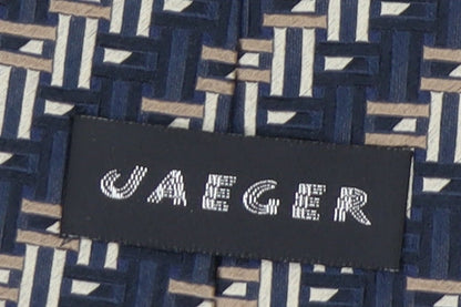 Jaeger Men's Blue Geometric Designer Silk Tie